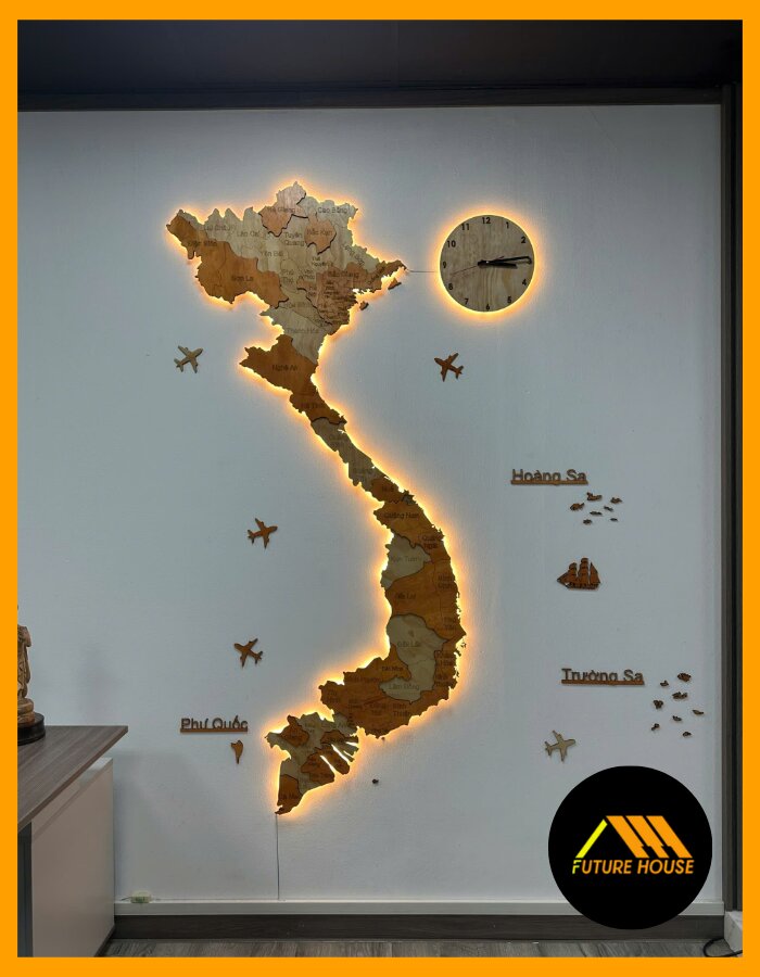Bản đồ Việt Nam bằng gỗ dán tường được thiết kế sắc sảo, đẹp ấn tượng