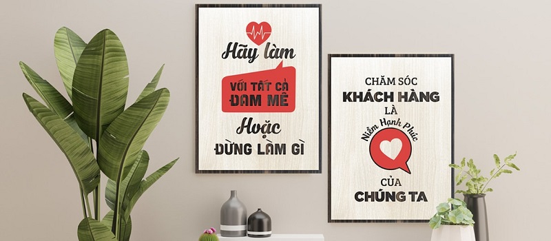 Dùng tranh treo tường để trang trí tường công ty