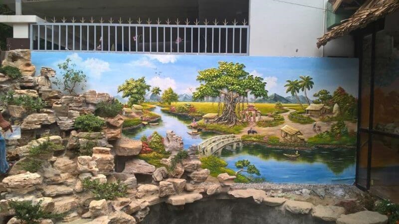 Trang trí tường ngoài trời bằng tranh nghệ thuật